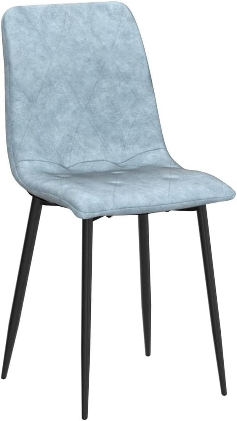4 Set of Dining Chairs, Metal Frame Dining Chair for Kitchen Room,Technology Cloth Seat Chair for Living Room, Bedroom(Light Blue)-3