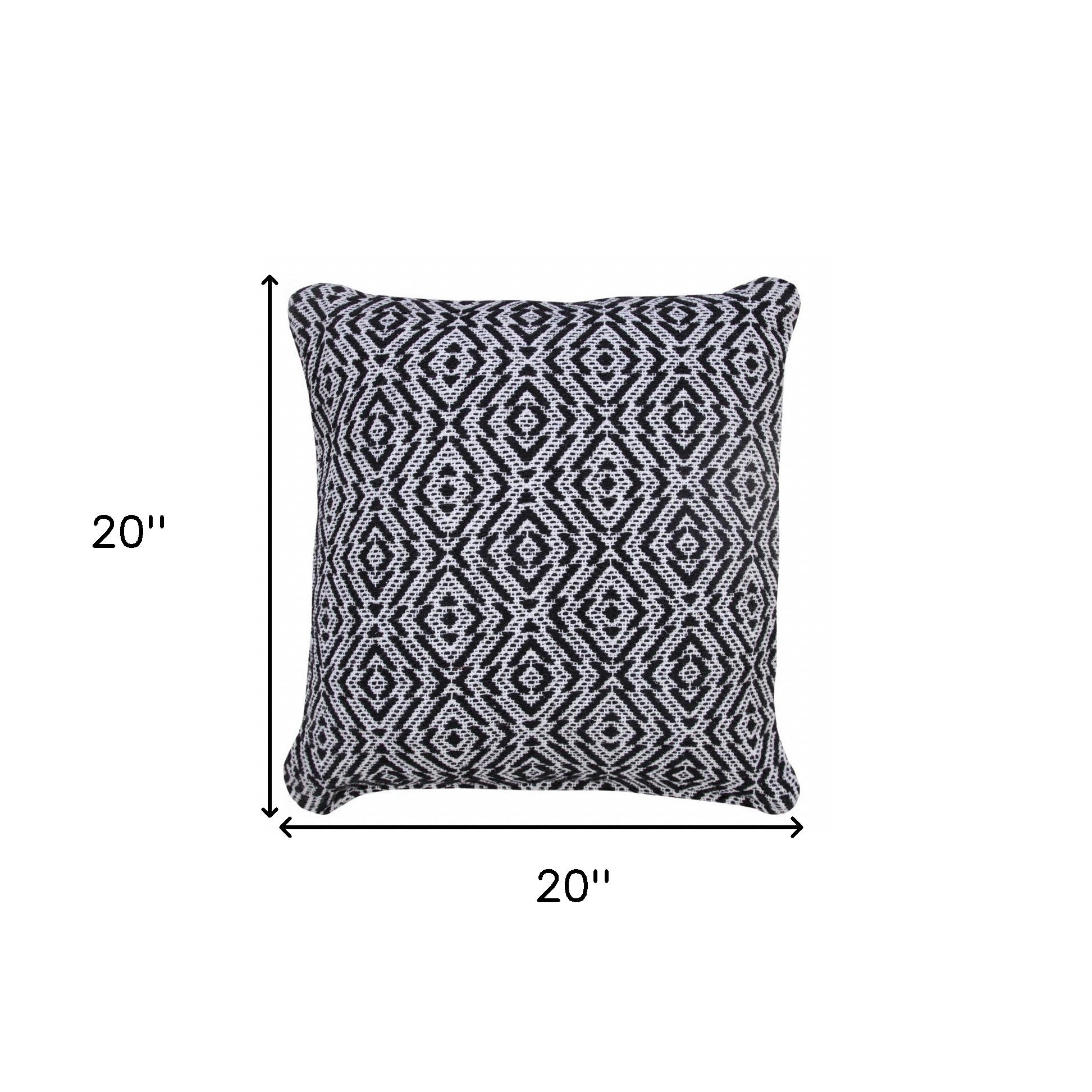 20" X 20" Black And White 100% Cotton Geometric Zippered Pillow-8