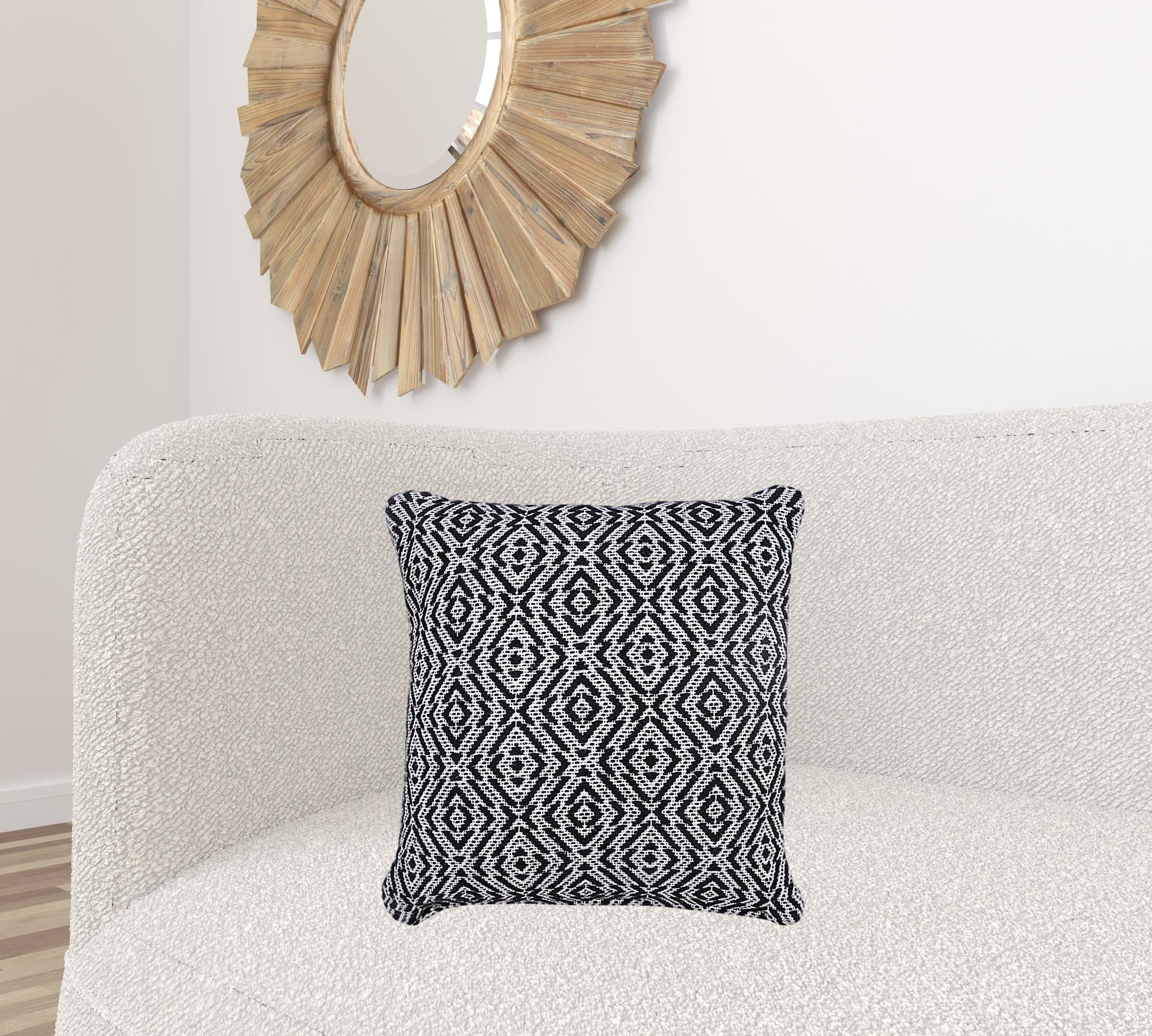 20" X 20" Black And White 100% Cotton Geometric Zippered Pillow-5