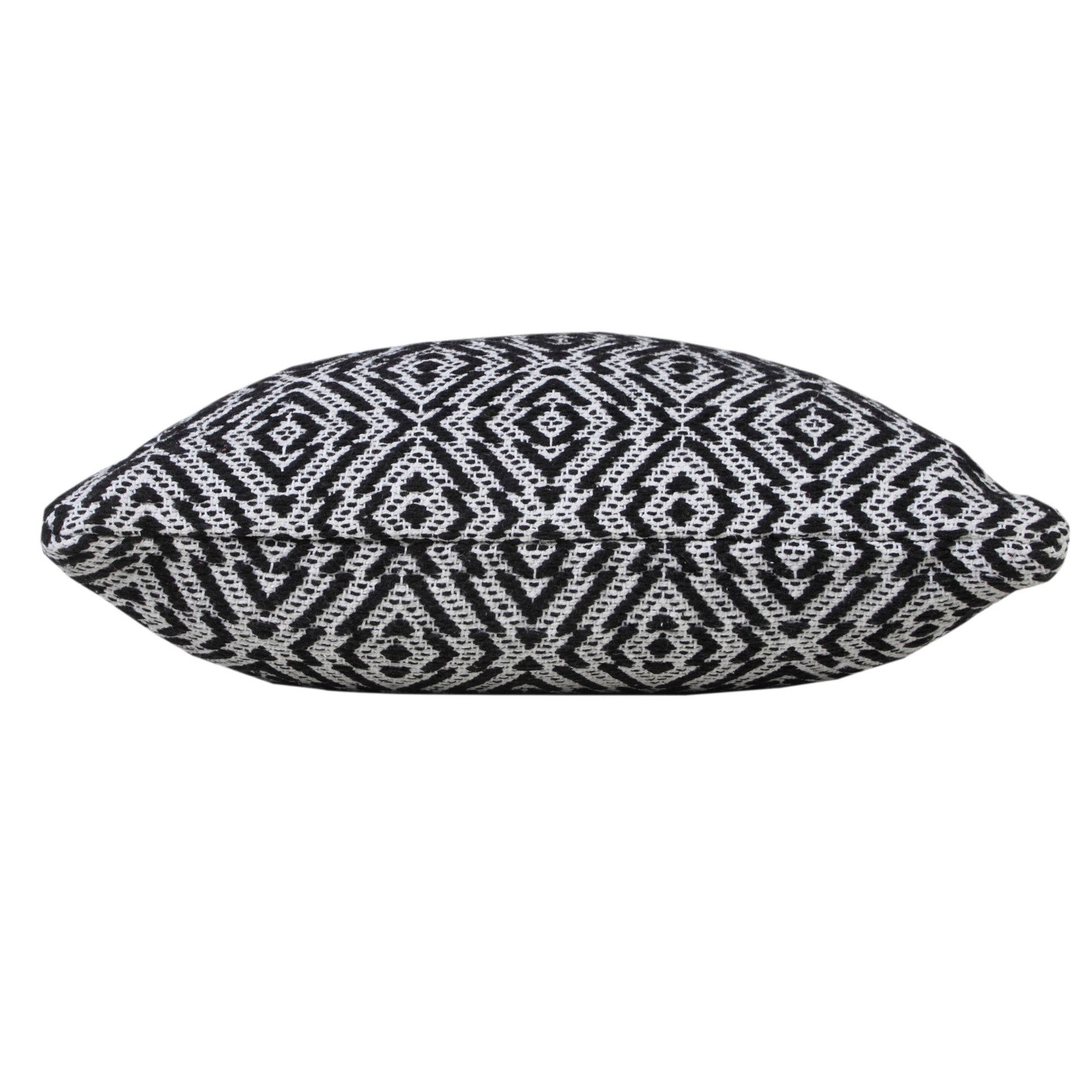 20" X 20" Black And White 100% Cotton Geometric Zippered Pillow-3