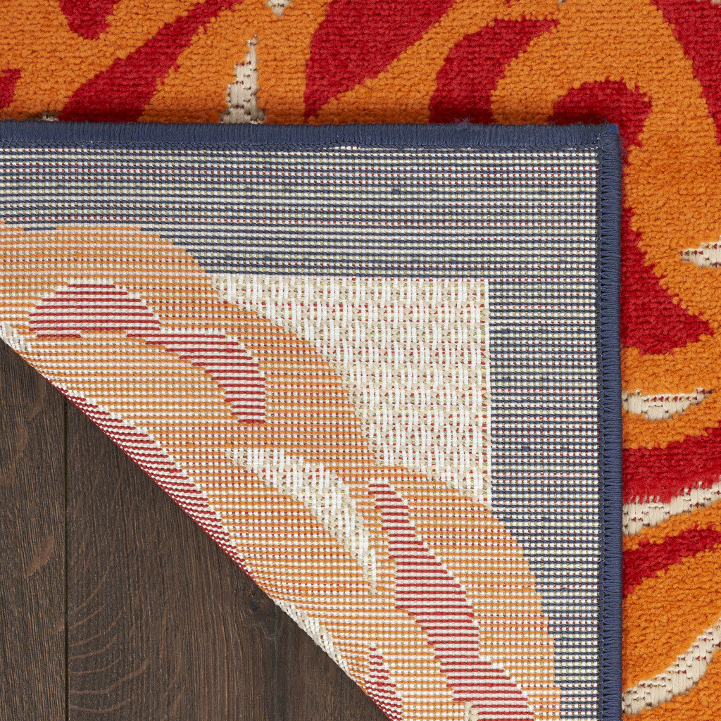 3' X 4' Ivory Orange and Blue Floral Indoor Outdoor Area Rug-5