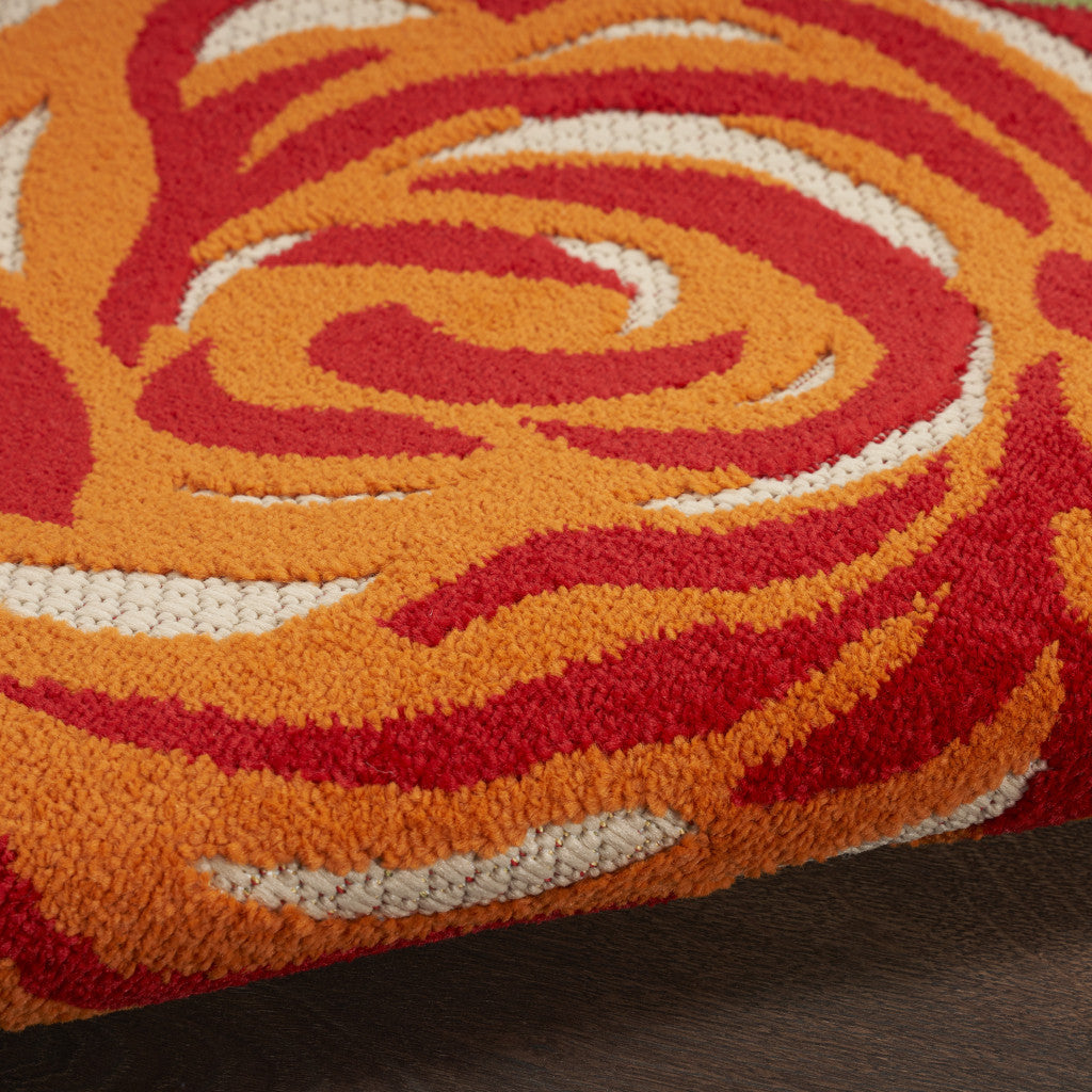 3' X 4' Ivory Orange and Blue Floral Indoor Outdoor Area Rug-6