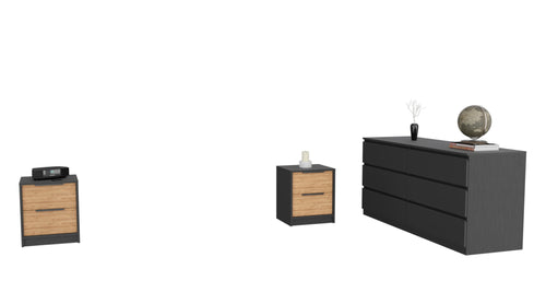 Three Piece Brown and Black Bedroom Set-1