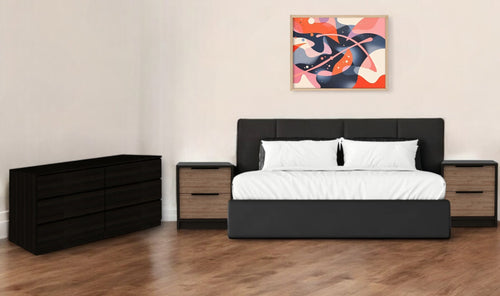 Three Piece Brown and Black Bedroom Set-0