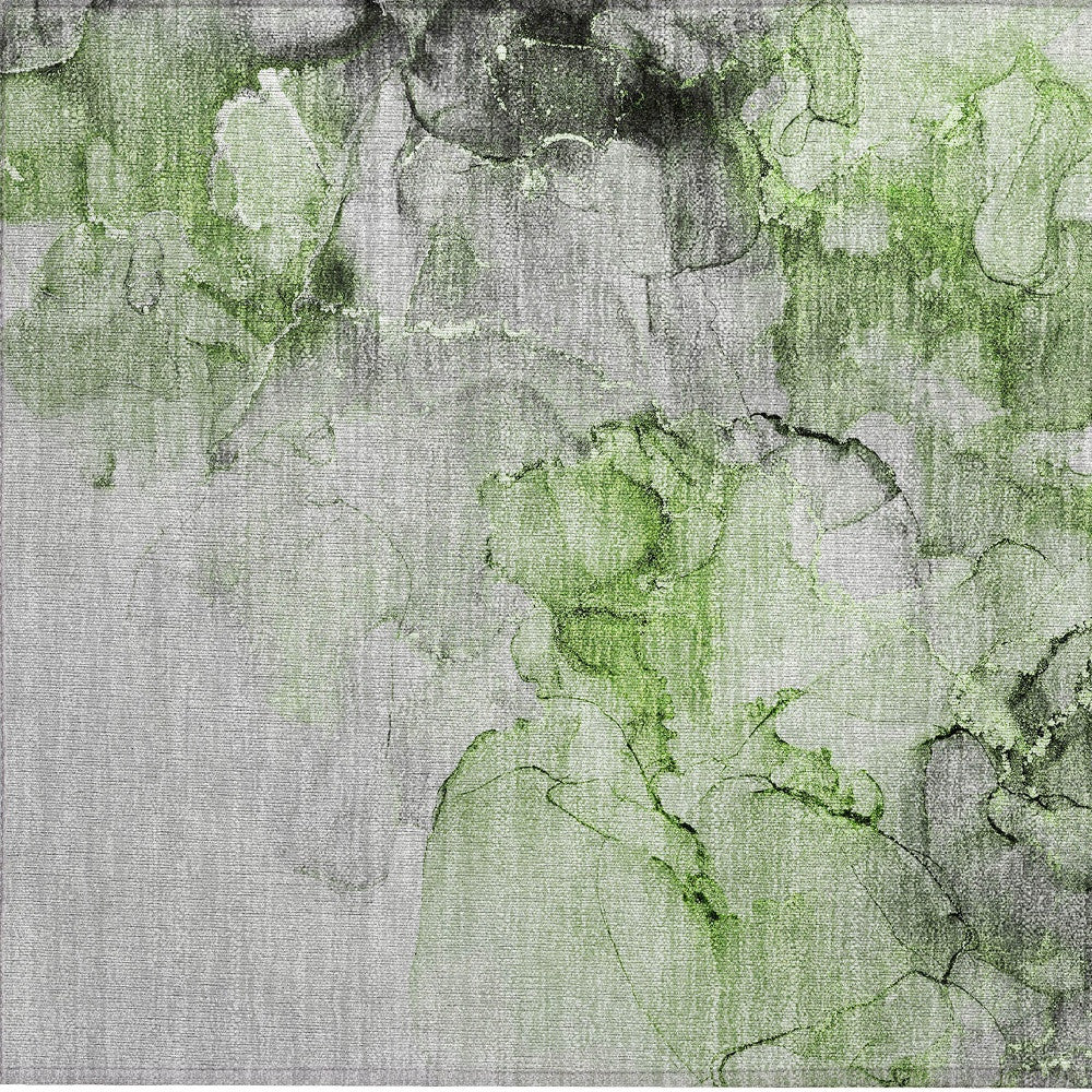 2' X 3' Green Abstract Washable Non Skid Indoor Outdoor Area Rug-6