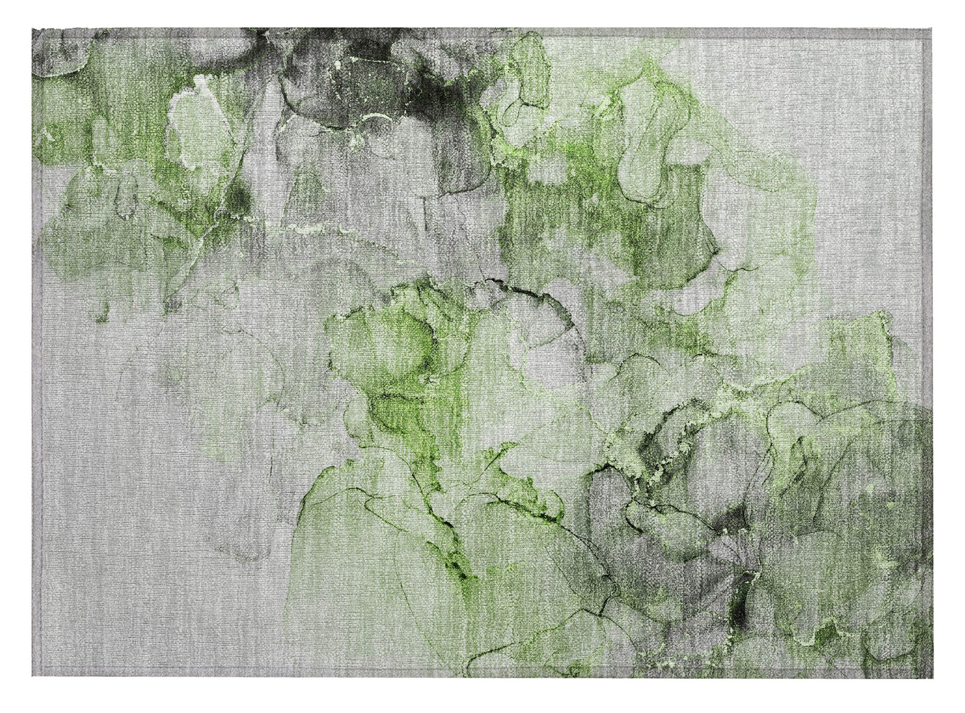 2' X 3' Green Abstract Washable Non Skid Indoor Outdoor Area Rug-1