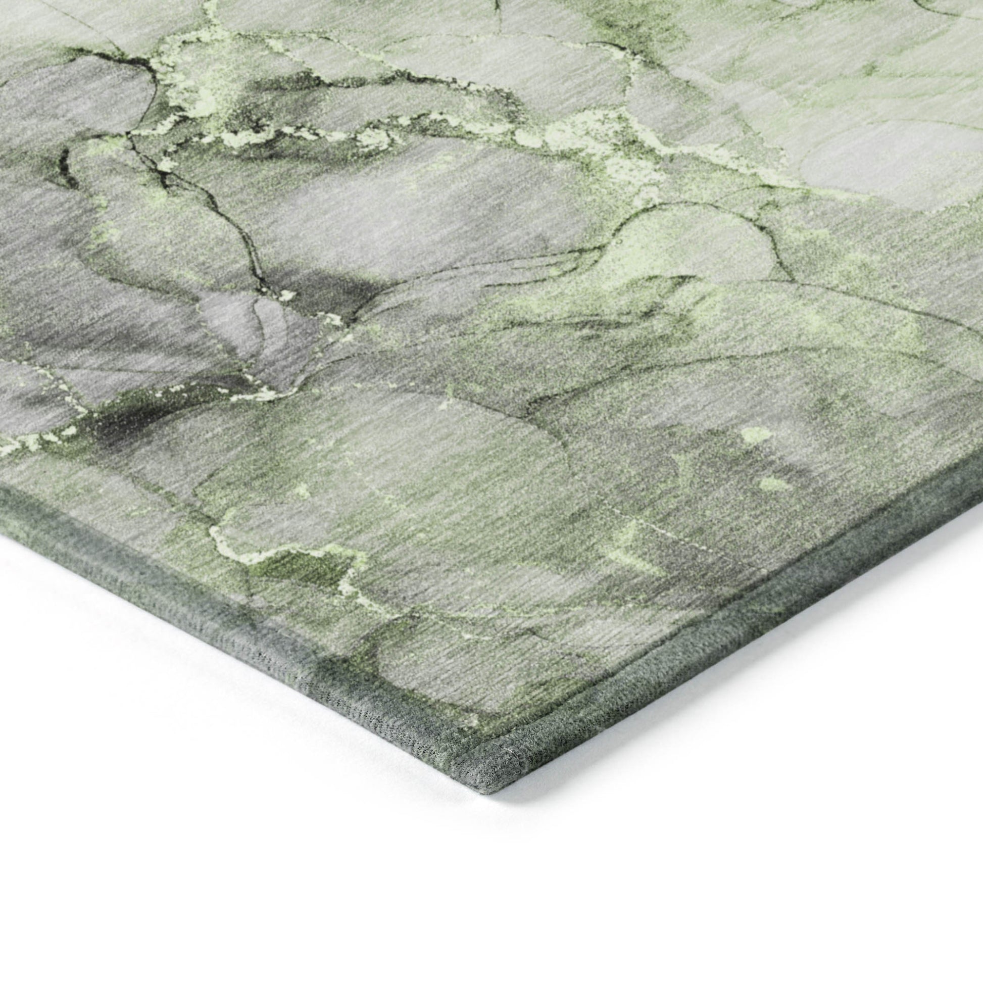 2' X 3' Green Abstract Washable Non Skid Indoor Outdoor Area Rug-4