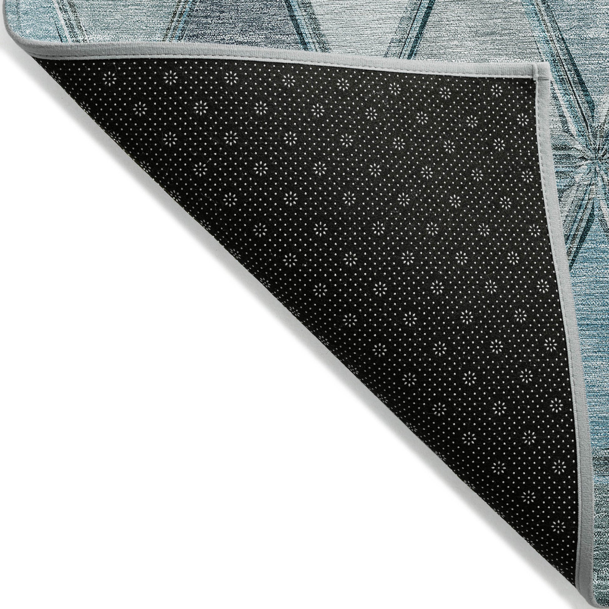 3' X 5' Teal Blue Aqua And Gray Geometric Washable Indoor Outdoor Area Rug-2