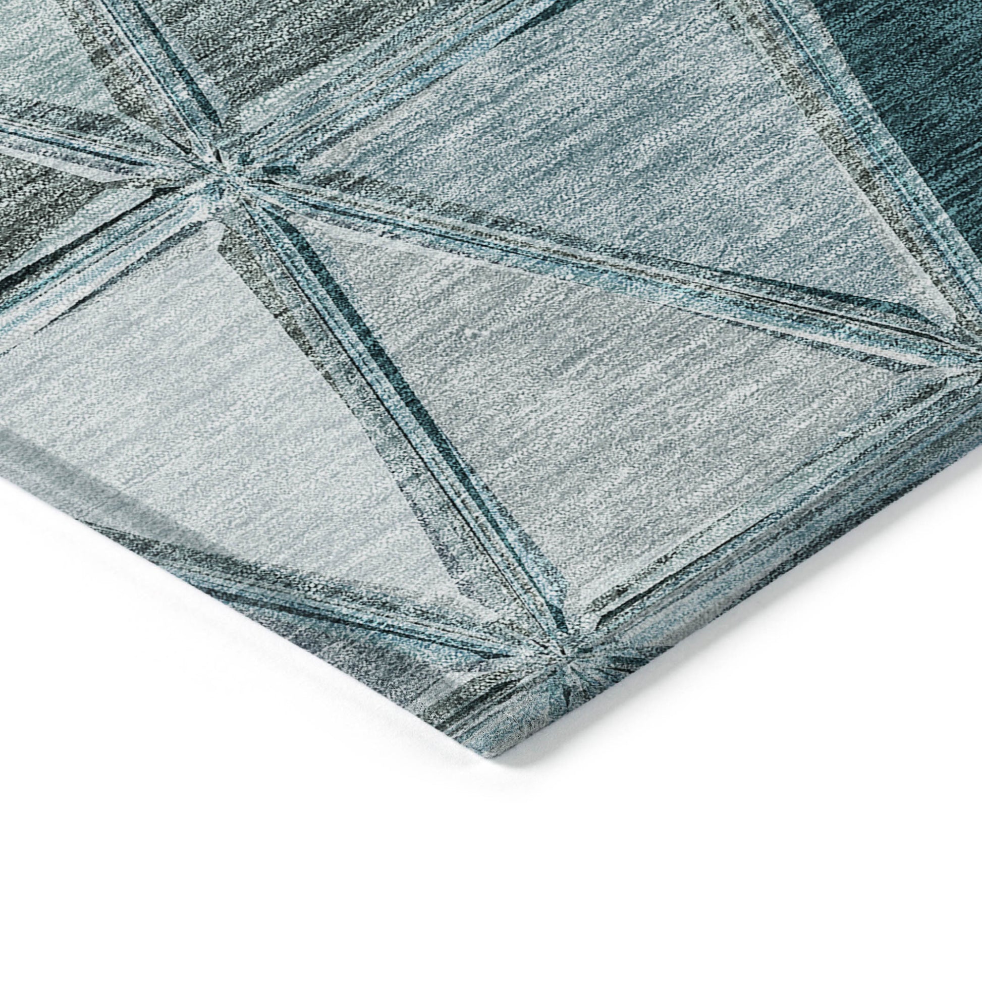 3' X 5' Teal Blue Aqua And Gray Geometric Washable Indoor Outdoor Area Rug-3