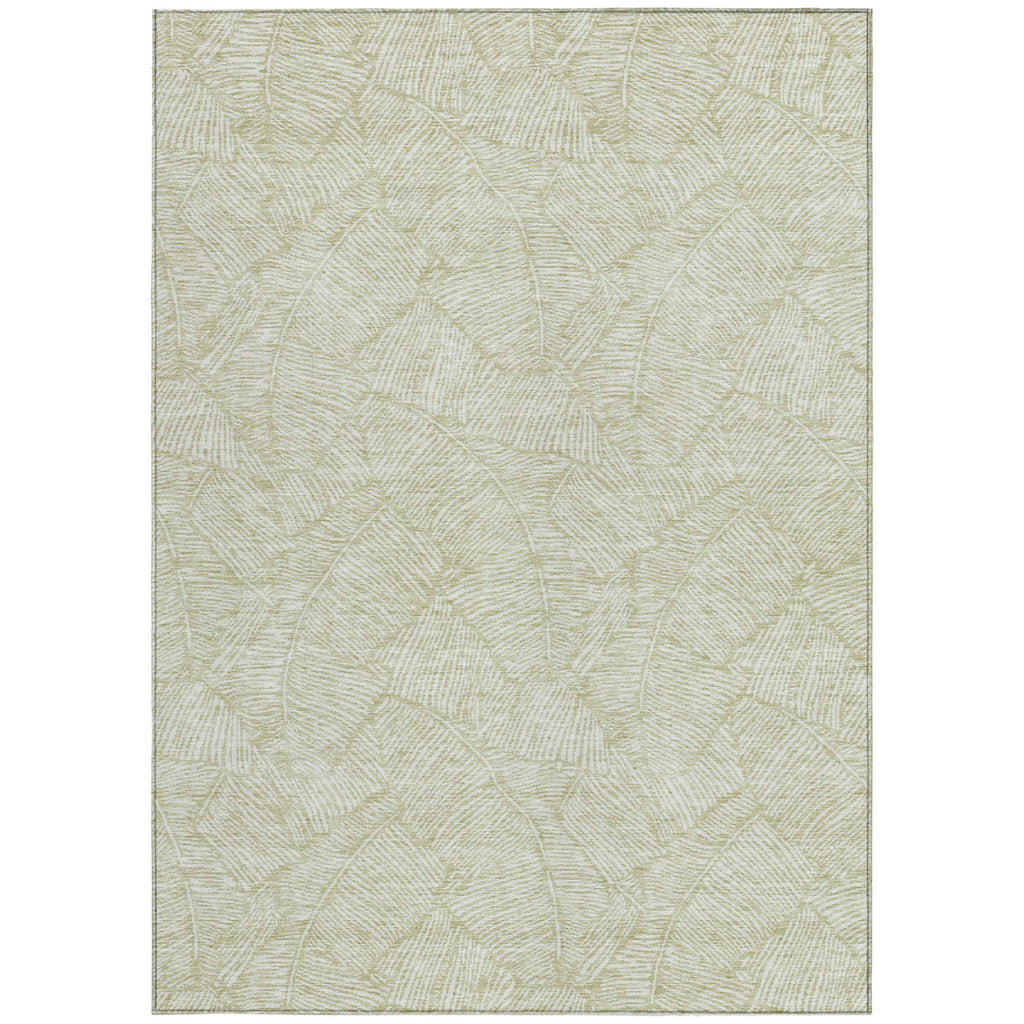 3' X 5' Artichoke Green And Ivory Floral Washable Indoor Outdoor Area Rug-6