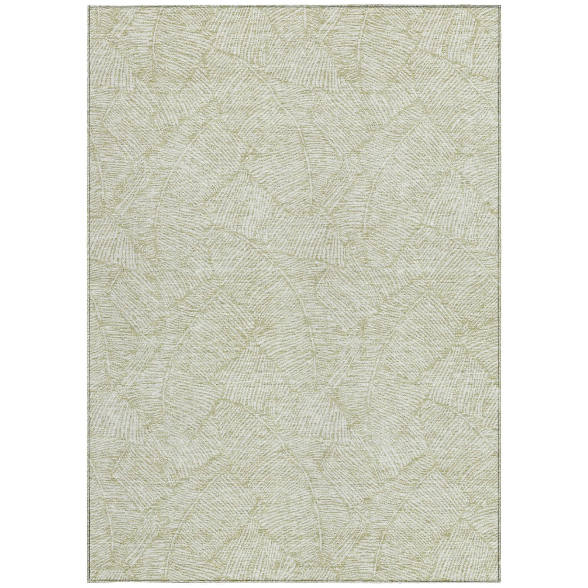 3' X 5' Artichoke Green And Ivory Floral Washable Indoor Outdoor Area Rug-6