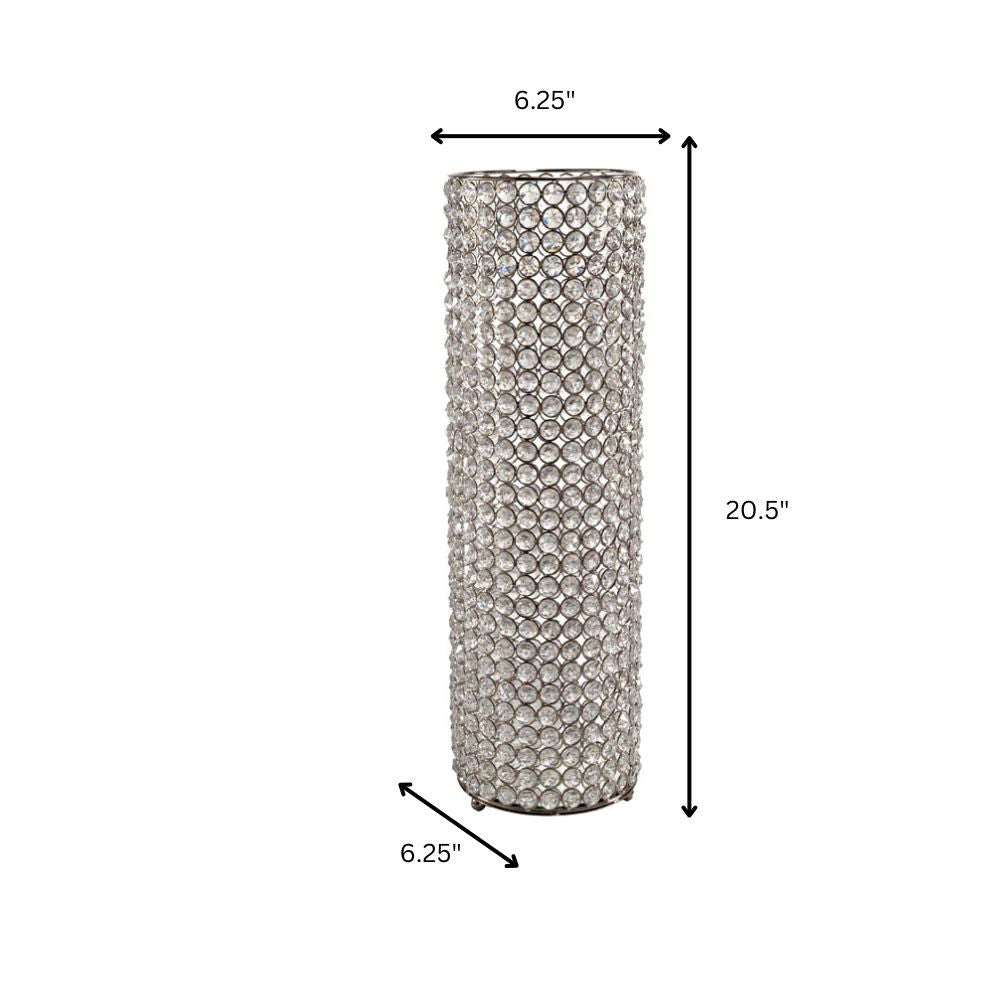 21" Clear And Silver Faux Crystal And Metal Table Vase-4