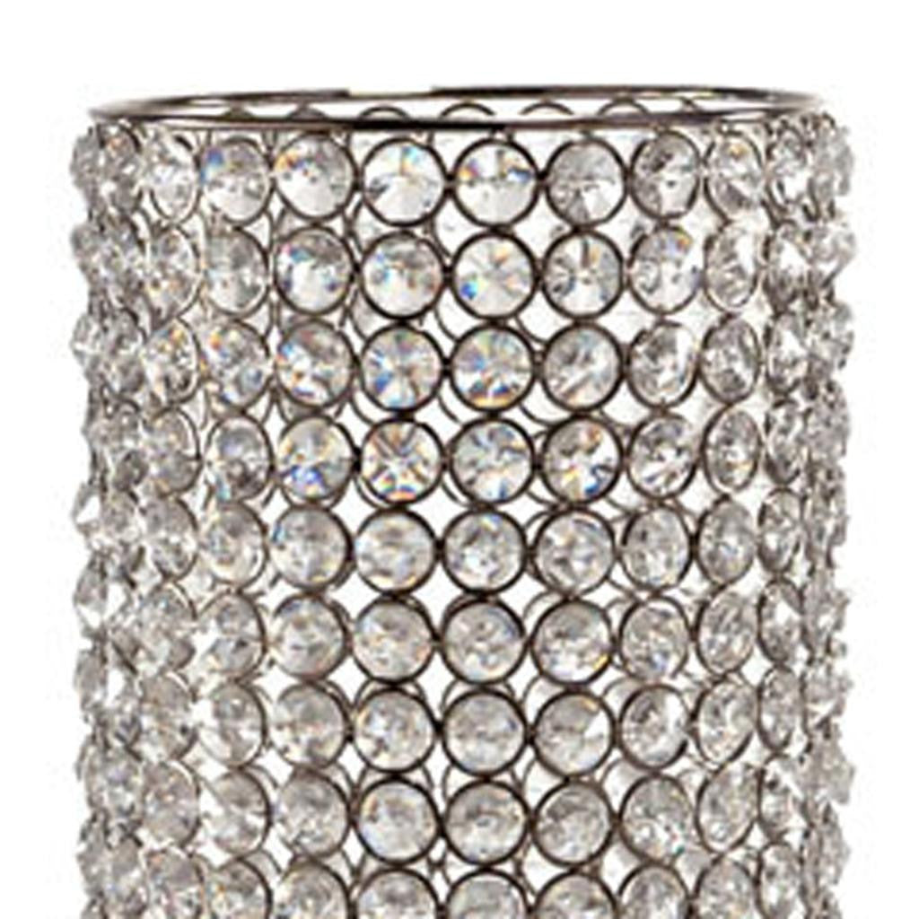 21" Clear And Silver Faux Crystal And Metal Table Vase-3