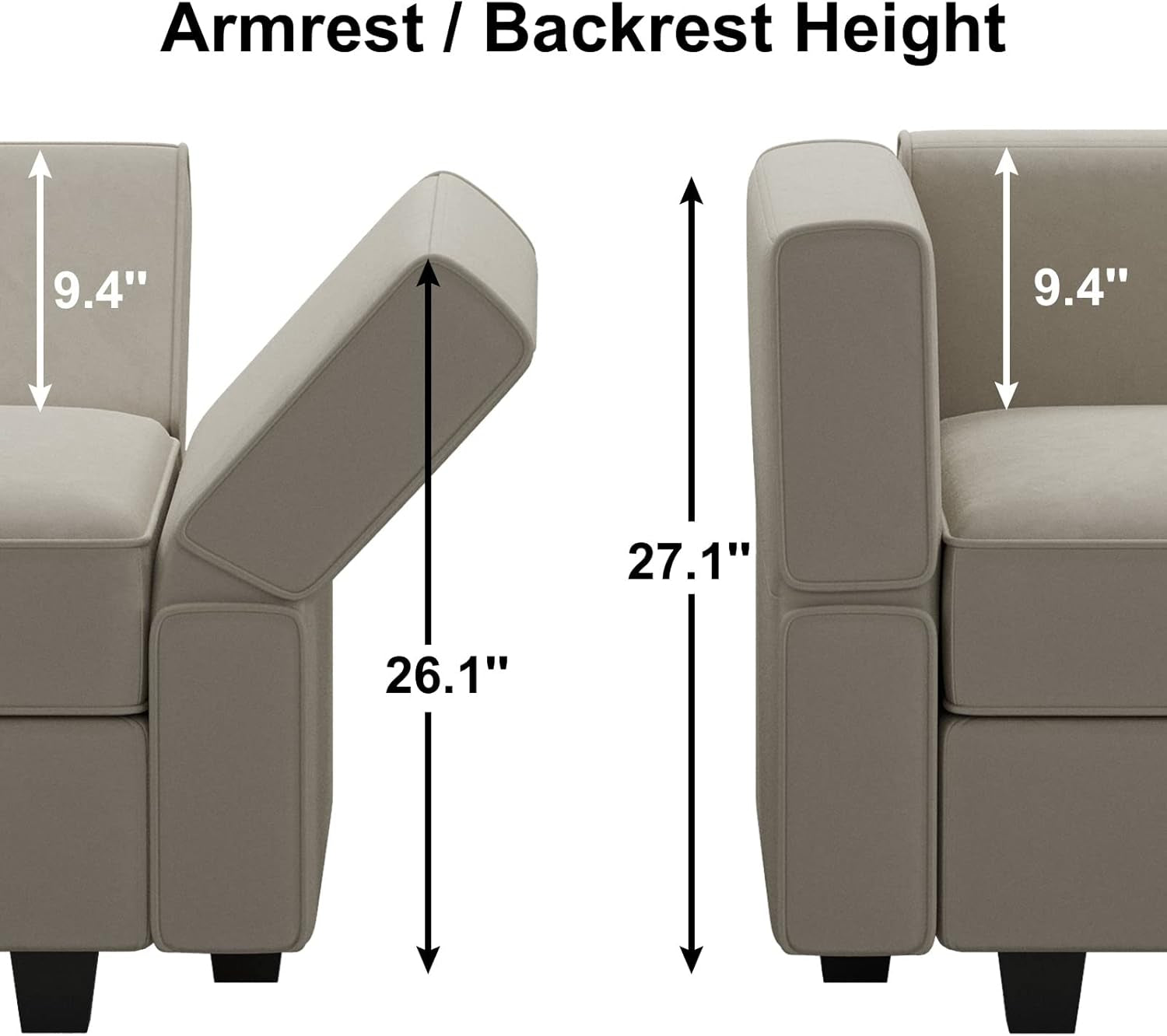 Modular Sofa Set for Living Room Furniture Sets 3 Piece with Storage Seat Velvet Sofa Couch Set Grey-1